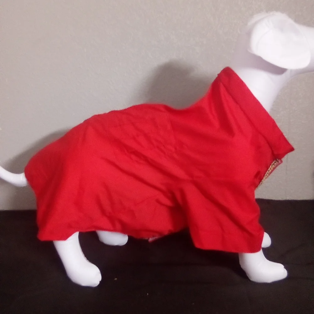 Red Dog Coat with Embroidered Design ( Box ED )